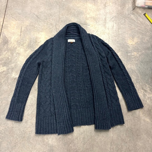 Sonoma Life + Style Sweaters - Sonoma Life Style Womens Navy Blue Cable Knit Shawl Collar Open Cardigan Size M